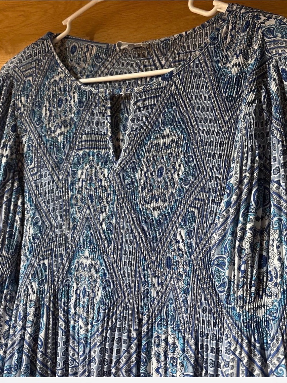 Floral & Ivy Boho Blue Paisley Women's Top - Picture 3 of 6